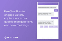 Screenshot of Use Chat Bots to engage visitors, capture leads, ask qualification questions, and book sales meetings.