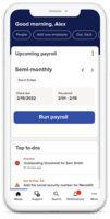 Screenshot of the RUN Powered by ADP mobile app, used to process payroll on the go