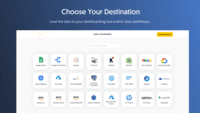 Screenshot of Choose where data should go, from data warehouses to dashboarding tools.