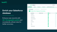 Screenshot of Salesforce enrichment tool that helps to keep the user's system of record accurate, while improving speed to lead on inbound leads.