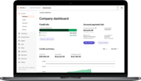 Screenshot of Company Dashboard - High level overview of a business's available credit and current spending.