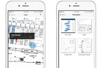 Screenshot of the indoor positioning with animated floor plans to quickly find rooms, and reverse mapping that make navigation easy in the event app.