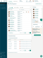 Screenshot of the "My Workspace" area of Bonterra Case Management, that allows users to see upcoming cases, appointments, events, and other notifications in one place.