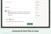 Screenshot of the commenting and sharing feature for files within tasks, to keep discussion and resources in perfect context.