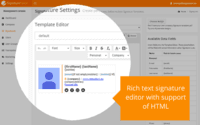 Screenshot of Rich text signature editor with support of HTML.