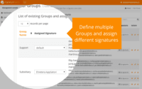 Screenshot of Define multiple Groups and asssign different signatures.