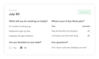 Screenshot of Employee-management software helps users oversee Turing engineer's work. With daily standups, regular performance reviews, and a dedicated timesheet, it helps users stay sync with hired developers.