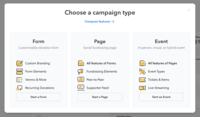 Screenshot of Forms for campaigns and events.